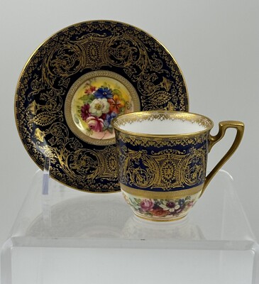 Royal Worcester Hand Painted Artist Signed E.Phillips Demitasse Cup & Saucer