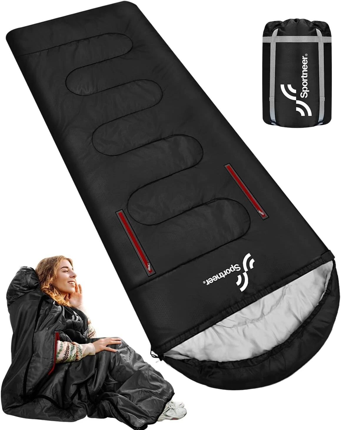 Sportneer Sleeping Bag Wearable for Adults & Kids with Arm Zipper