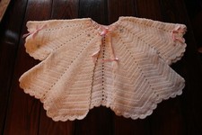 VINTAGE Baby Handmade Shawl Soft White color Pink blue flowers
