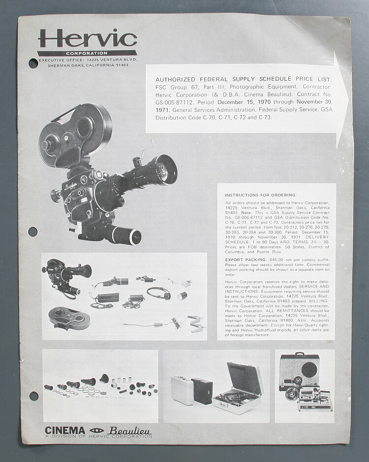 BEAULIEU CINEMA FEDERAL PRICELIST, 1970/133819 | eBay