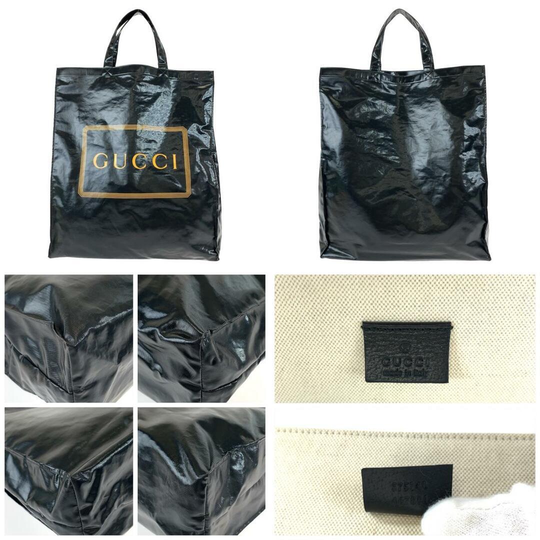 Gucci Black Yellow Coated Canvas 575140 Tote Bag A4 Storage 407022  