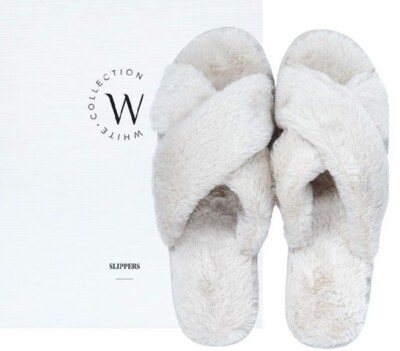 White Collection Plush White Size S/M Soft Mule Slippers UK