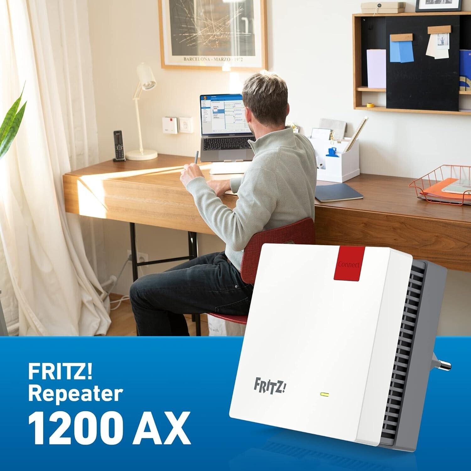 FRITZ Repeater 1200 AX (Wi-Fi 6 Repeater 5 GHz band (up to 2,400 Mbps) Single