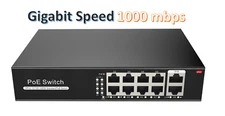 8 Port Gigabit PoE Switch +2 Gigabit Uplinks, Max Output 120W, 803.af/at 30w max