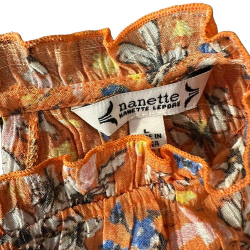 Nanette Lepore Blouse Womens Large Pink Orange Cap Sleeve Ruffle Lightweight Top - Picture 12 of 17