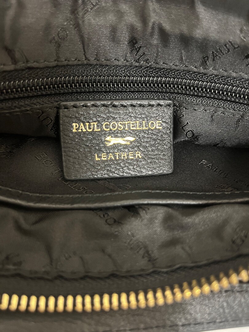 BNWOT ladies PAUL COSTELLOE black leather handbag with removable straps
