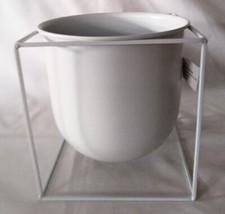 New Pair of White Metal Planters with Metal Square Holder - 20cm Square.