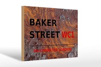Holzschild London 30X20Cm Street Baker Street WC1 Deko Schild Wooden Sign