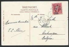 SWEDEN TO BELGIUM 1906 postcard PLK 359 railway cds Stockholm-Saltsjöbaden.27448