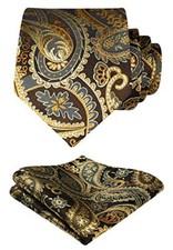 Extra Long Ties for Men Classic Floral Tie XL,63 inches length C8-brown  Gold