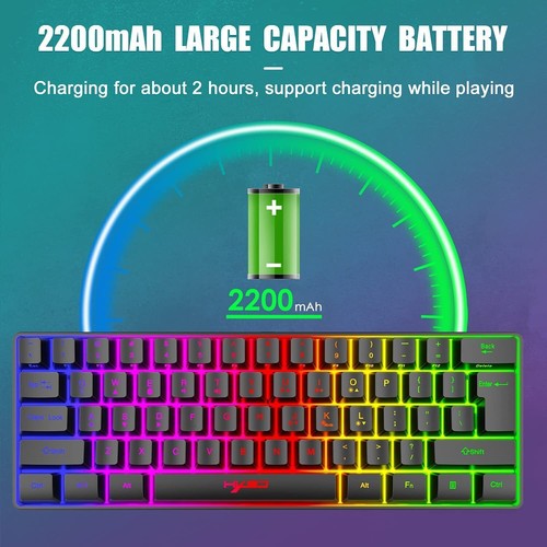 Bluetooth & Wireless Gaming Keyboard Mechanical Feeling Dual Modes RGB Backlit - Picture 4 of 12