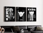 Set of 3 Kaws Exhibition Posters Grey on Black Hypebeast Figure Wall Art