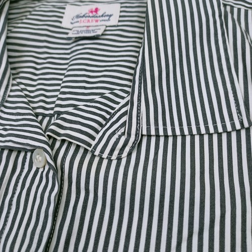 J Crew Haberdashery Women Top Black White Striped Button Up Shirt Size S - Picture 3 of 8