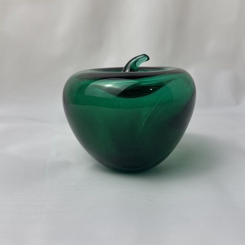 Vintage 1989 Blenko #882 grüner Glasapfel mit Kristallstiel Briefbeschwerer EUC - Bild 3 von 19