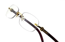 Men Classy Elegant Sophisticated Style Clear Lens Eye Glasses Gold Rimless Frame