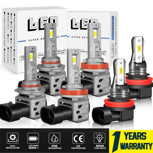 For Toyota Highlander 2014-2016 Combo LED Headlight Fog Lights Bulbs 6000K M7 - Picture 14 of 25