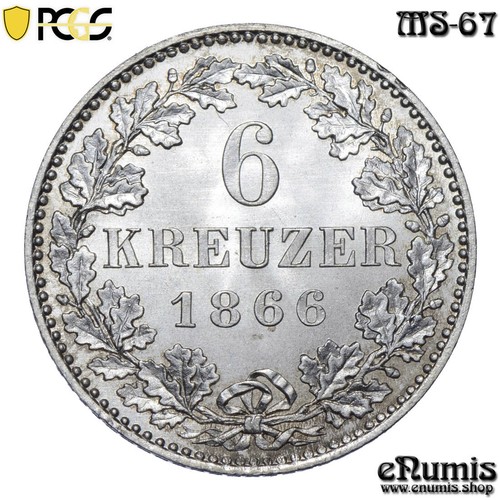 Germany, Frankfurt, 6 Kreuzer 1866, PCGS MS 67 - Picture 4 of 8