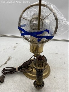 Vintage Brass Student Mid Century Modern Corded Electric Oil/Kerosene Lamp
