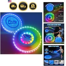 2 Pack Light up Flying Discs for Kids, Rechargeable Disc with 45 LEDs, 14 Lig...