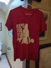 Original DomMerch Bro Science Reps For Jesus Graphic T-Shirt Gym 100% Cotton Red