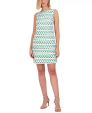 Vince Camuto Dress 8P Petite Women’s Green Jacquard Sleeveless Shift Cocktail