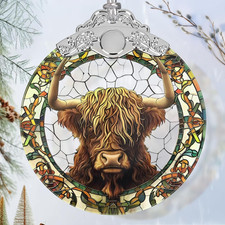 Cattle Stained Glass Ornament-Christmas Ornament- Christmas Decorations for Tree