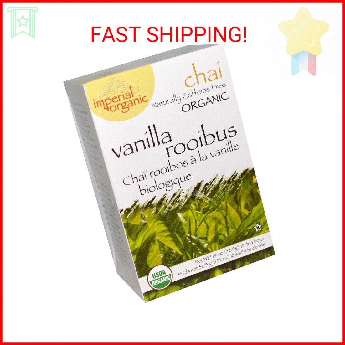Imperial Organic 100% Organic Vanilla Rooibos Chai Tea 18 Te