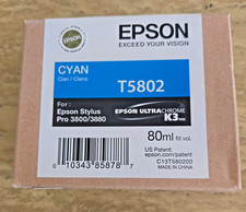 Epson Pro T5802 Cyan Ink Cartridge 3800-3880 Exp. 02-20117 New Sealed