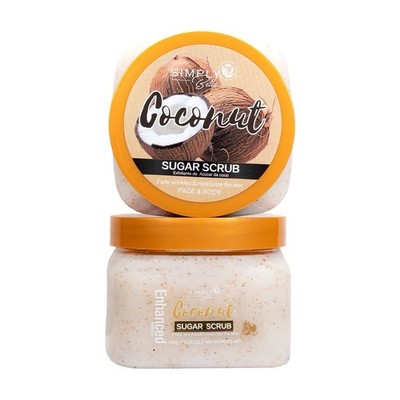Simply Bella Coconut Sugar Scrub Face & Body 19.75 oz Fade Wrinkles Moisturize