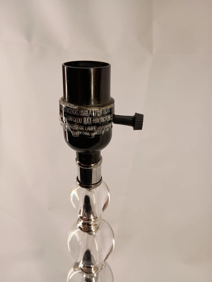 Lámparas de mesa bolas acrílicas lucite transparentes apiladas con base metálica redonda tono plata 14 pulgadas Foto 3 de 4