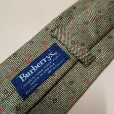 Vintage Burberrys' All Silk Tie Made in England olive Houndstooth Dot Pattern