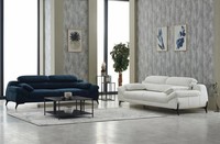 Komplette Couchgarnitur Polstersofa Dreisitzer Stoffsofa Blau Sofas