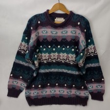 VTG Christopher Banks Multi-Color Patterned Sweater Mohair-Blend Women's Sz M