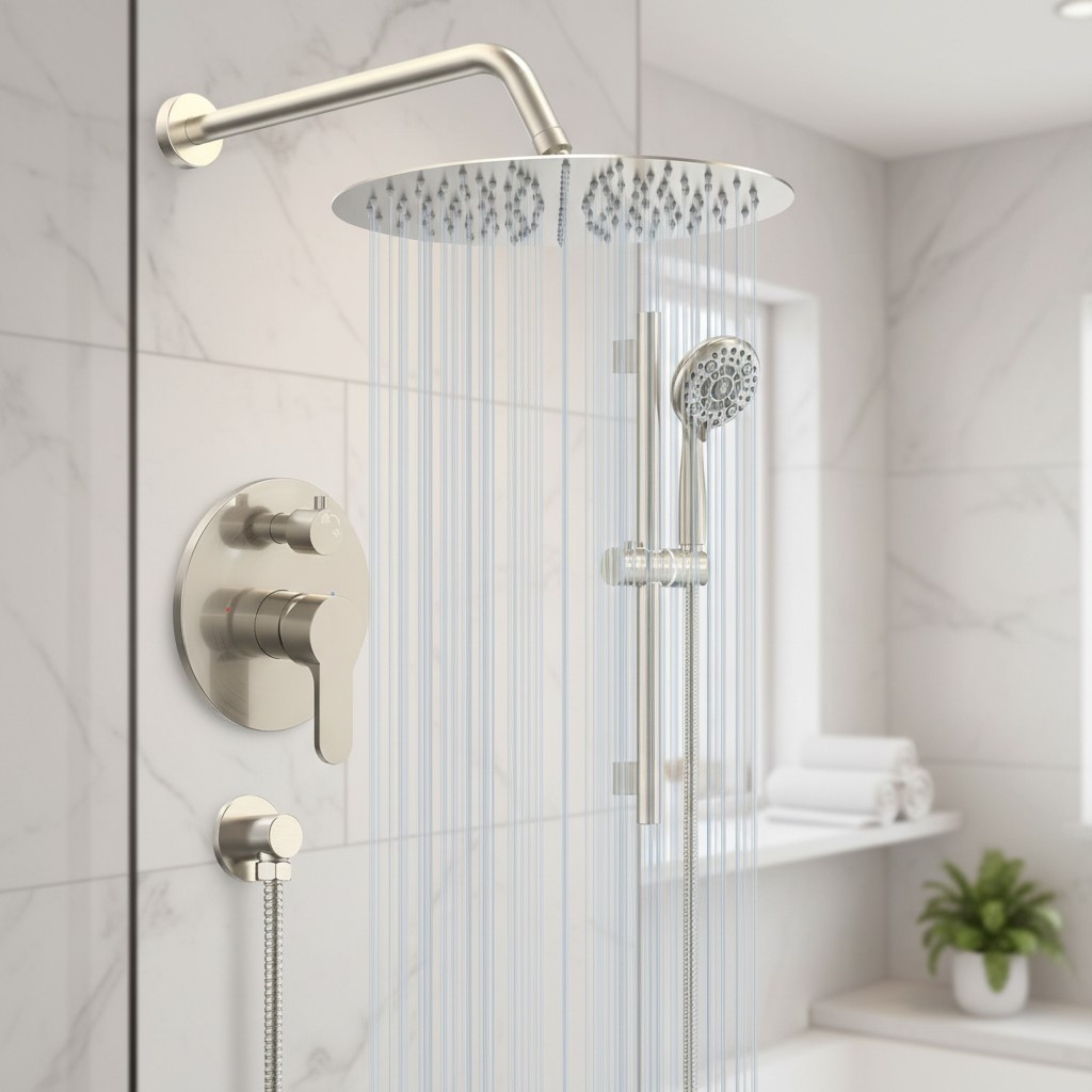 Luxury 12 Inch Rain Shower System with Handheld 6-Spray Set 