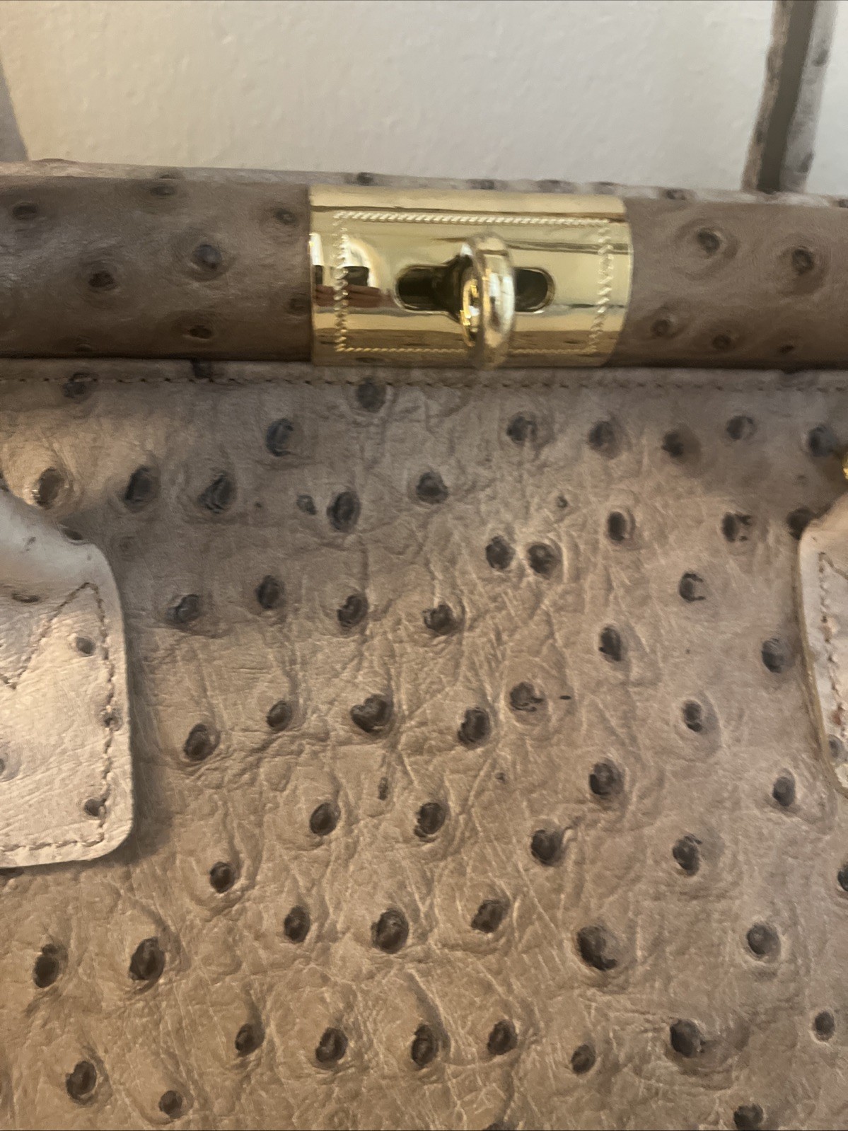 Genuine PELLE DI GIADA Merci Marie Italy  leather Ostrich Handbag Hermes Style thumbnail 2