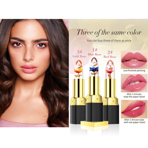 3Pcs Clear Color Jelly Lipstick,Crystal Jelly Flower Color Changing Lipstick ... - Picture 2 of 9