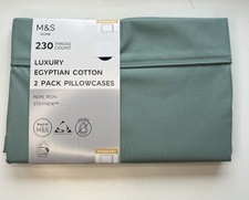 Marks and Spencer Luxury Egyptian Cotton 230 TC  2 Standard Pillowcases Green