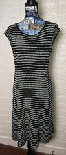 Women's, Ann Taylor LOFT, Black and White Striped Dress, Size Medium