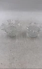 Fenton Clear Art Glass Ruffled Edge & Basket Weave Candy Dish Bowls Lot Of 2