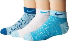 NIKE 3-Pairs Girls Graphic -Blue Green - Ankle Socks - Youth Medium 3Y -5Y