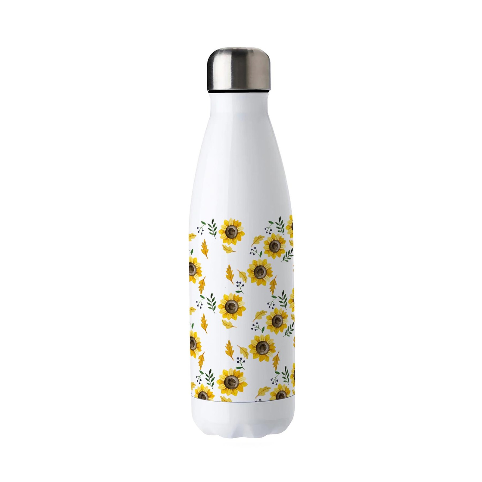 Sunflowers Stainless Steel 500ml Water Bottle - Yellow Floral Presents for Her