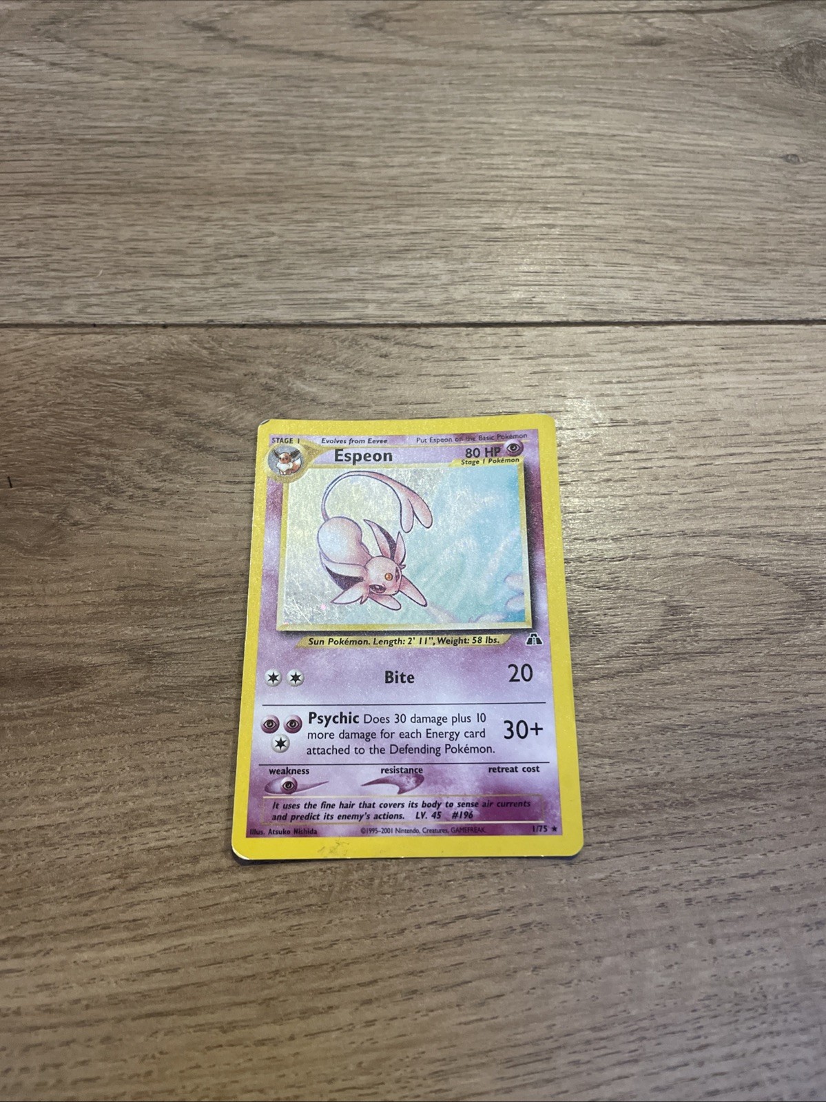 Pokémon Espeon Neo Discovery TCG 1/75 Holo Unlimited Rare Card