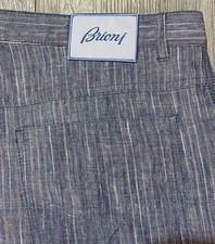 Pantaloni chino uomo BRIONI MARMOLADA 100% lino taglia 38 x 31 Made in Italy