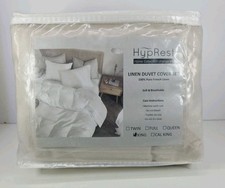 HYPREST Linen Duvet Cover King Size, 100 French Flax Linen 3 PC Bedding