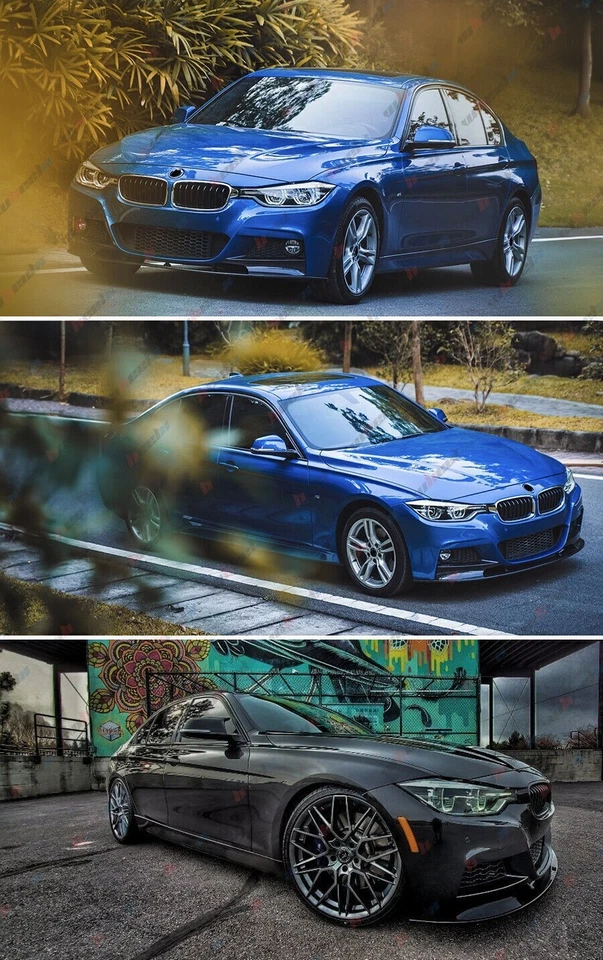 Derramador labial parachoques delantero deportivo negro brillante para BMW F30 serie 3 M 2012-2018 Foto 4 de 4