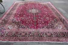 Vintage Hand Made Traditional Oriental Wool Pink Large Carpet 380x285cm