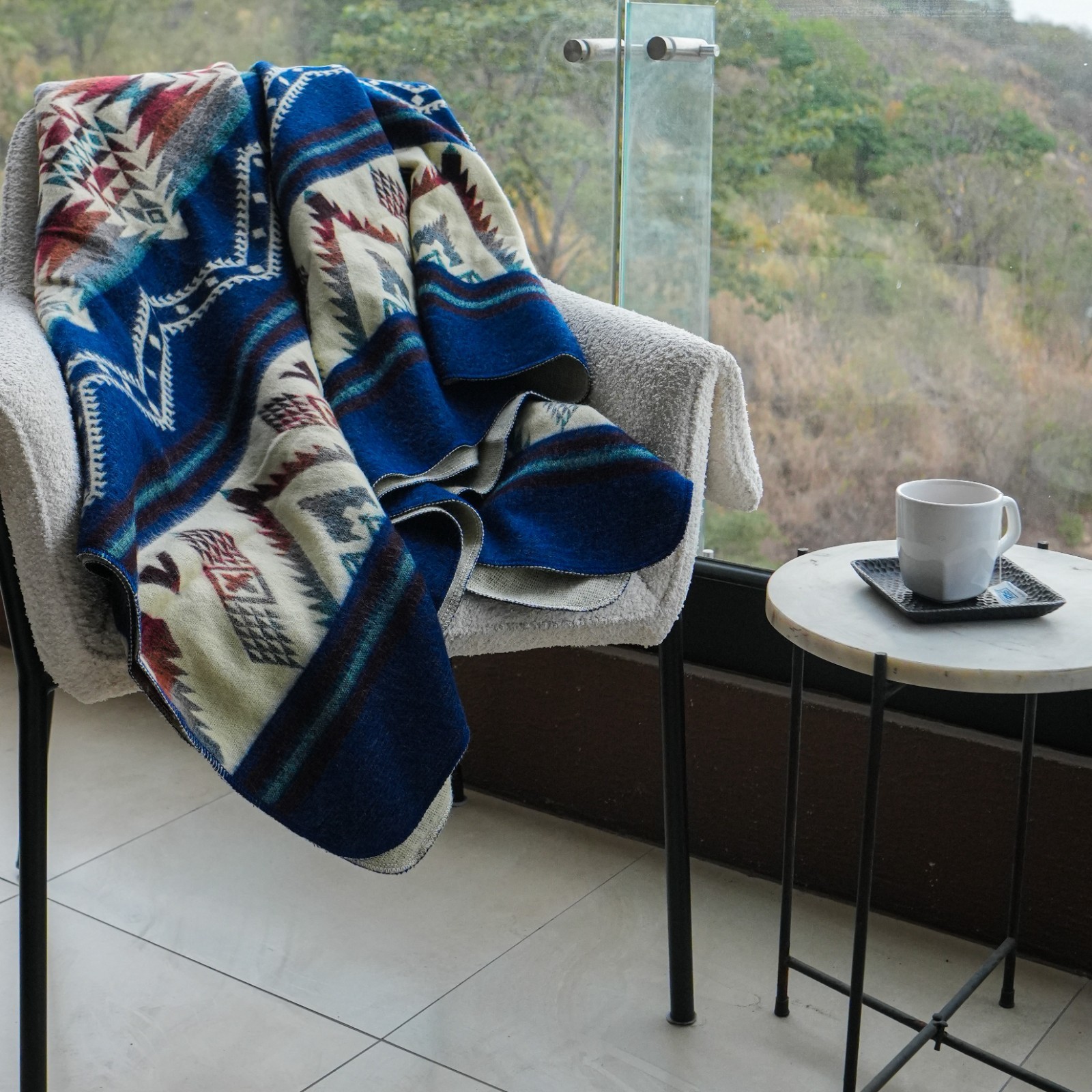 ALPACA WOOL BLANKET THROW XL KING 90x75 REVERSIBLE THICK & WARM HANDMADE ECUADOR