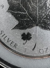 🇨🇦🍀2016 Lucky Clover Privy Reverse Proof Canada Silver Maple 1oz 9999 RCM
