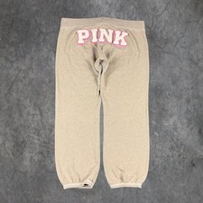 Y2K 00 s Victoria's Secret PINK grey sweatpants w pink embroidered logo Sz M