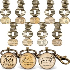 Bulk Religious Keychains - 36 Inspirational Bible Verses in Vintage Design